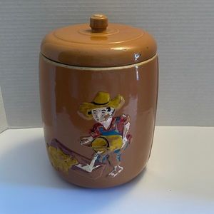 Rare Vintage/Pre-Owned*Ceramic Cookie Jar with Farm Boy Feeding Pig.